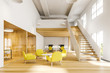 © ImageFlow - Bright yellow waiting room in open space office