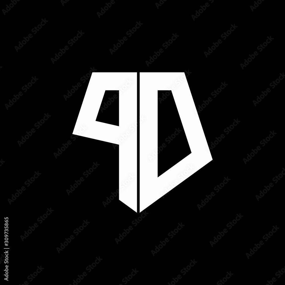 PD / PO logo monogram with pentagon shape style design template Stock ...