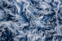 Closeup Of Blue Fur Texture. Smooth Fluffy And Softness Background