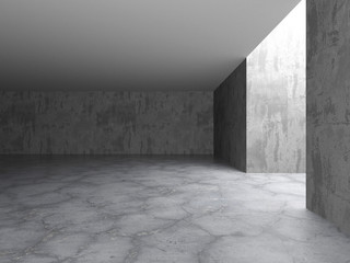 Dark concrete empty room. Modern architecture design