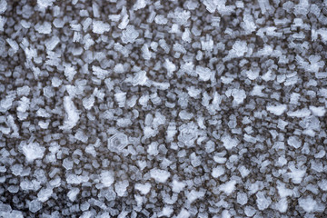 Wall Mural - Texture macro of frost on a wooden Board