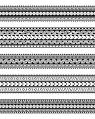 Wall Mural - Set of maori polynesian tattoo bracelets border. Tribal sleeve seamless pattern vector. Samoan bracelet tattoo design fore arm or foot. 