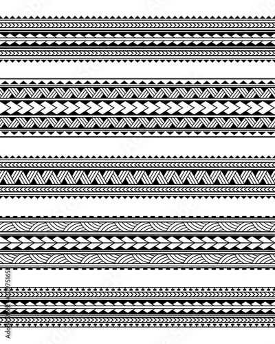 Set of maori polynesian tattoo bracelets border. Tribal sleeve seamless  pattern vector. Samoan bracelet tattoo design fore arm or foot. - Buy this  stock vector and explore similar vectors at Adobe Stock