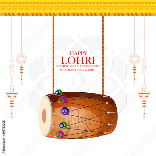 Fotomural Happy Lohri holiday background for Punjabi festival