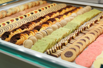 Italian biscotti cookies in pastry shop