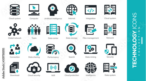 Fotomural Servers and Technology Icons