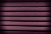 Close-up Texture Of Wooden Blinds In Violet Color. Natural Wooden Background. Photo With Vignetting.