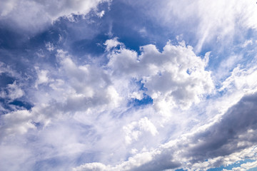 White clouds with blue sky background