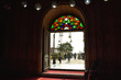 Looking out the doorway of the mosque