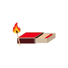 Wall Mural - Matchbox icon. Lights a match on a matchbox. Vector illustration.