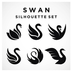 Wall Mural - Swan Set logo Template vector illustration design