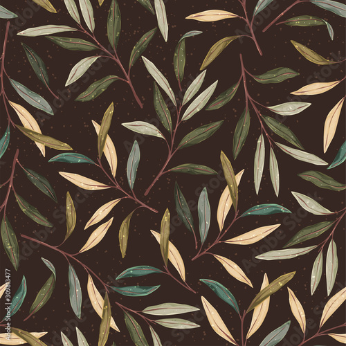 Fotografia Vintage leaves seamless pattern