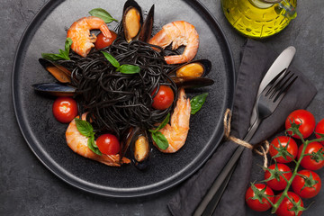 Sticker - Black seafood spaghetti pasta