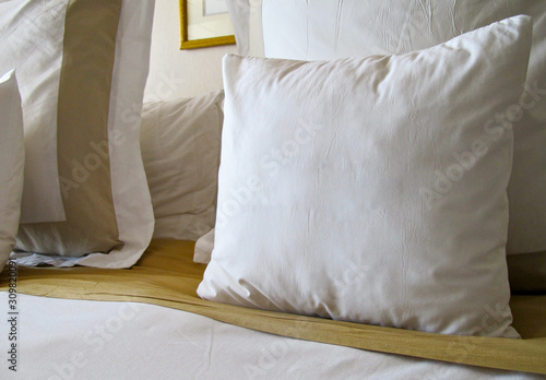 Comfortable And Cozy Pillows On Double Bed In Elegant Cabin Stateroom Onboard Luxury Cruise Ship Liner Stock Photo Adobe Stock