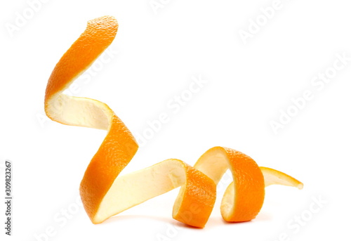Fotomural Orange peel isolated on white background
