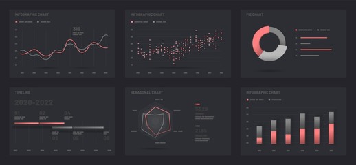 Wall Mural - elements of infographics on a black background. use in presentation templates, flyer, leaflet and co