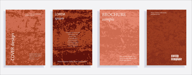 Minimalistic cover design templates. Set of layouts for covers of books, albums, notebooks, reports, magazines. Vintage texture gradient effect, flat modern abstract design. Grunge mock-up texture