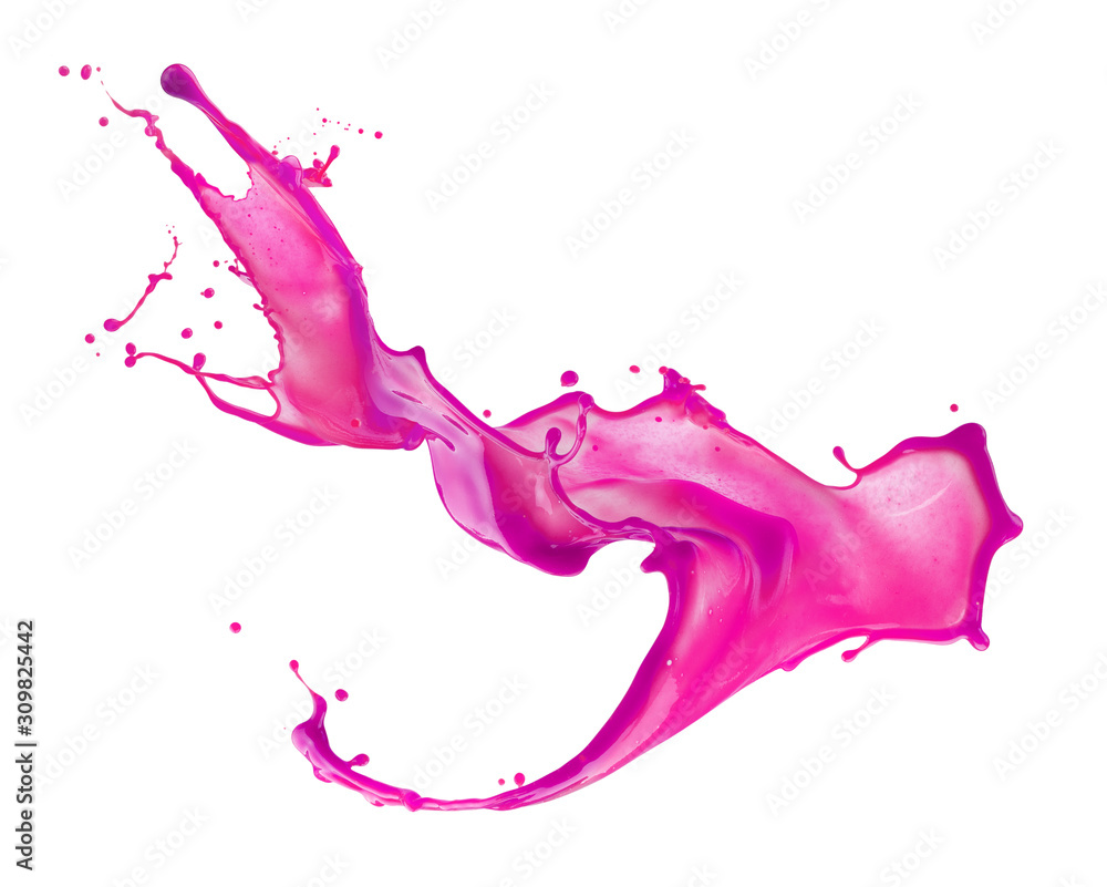 pink paint splash isolated on a white background - obrazy, fototapety, plakaty 