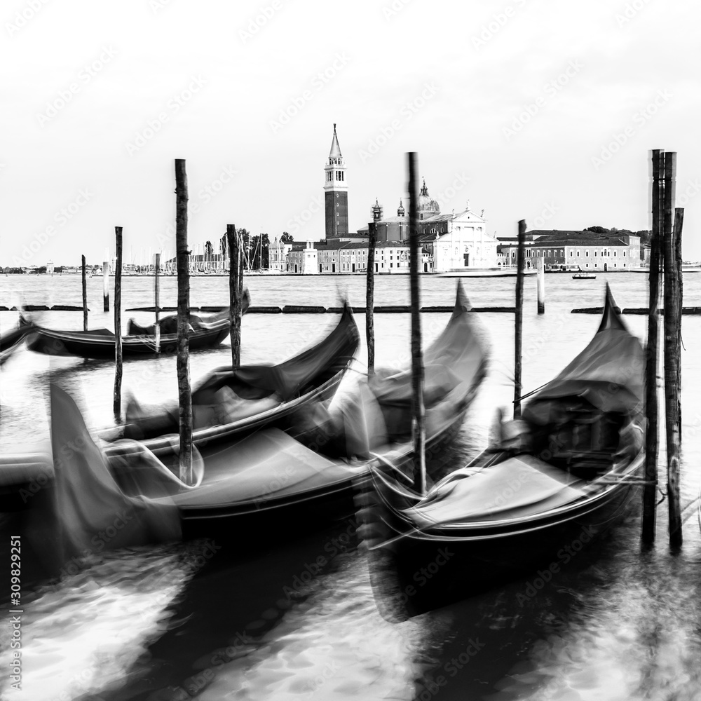 Venice, black and white, high key, Italy, Europe - obrazy, fototapety, plakaty 