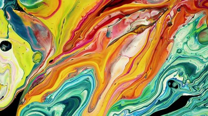 Wall Mural - Slow motion relaxing view background.  Vibrant multi color thick liquid flow.