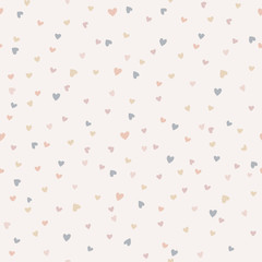 Vector seamless pattern with tiny neutral coloured hearts. Creative scandinavian childish background for Valentine's Day