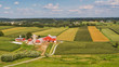 Traditional American farm, Pennsylvania countryside from the air
