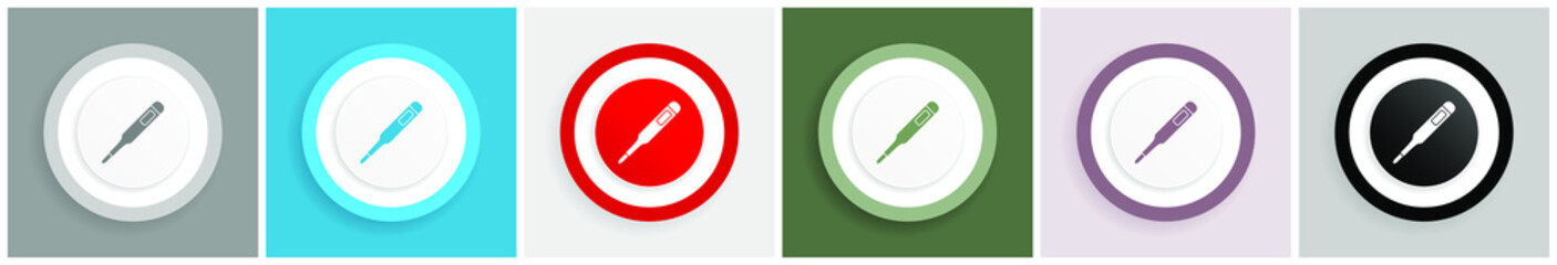 Aufkleber - Electronic digital medical thermometer icon vector illustrations in 6 colors options for web design and mobile applications in eps 10