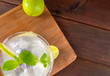 mojito, lime and mint on a wooden board. Top View