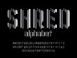 Vector of stylized shredded font and alphabet design