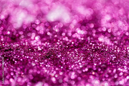 Obraz Dibond Pink and purple glitter, Defocused abstract holidays lights With Sparkle for background.