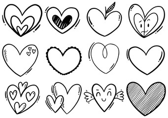 Wall Mural - 0077 hand drawn scribble hearts