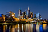 Fototapeta Miasta - A view of Melbourne city viewed from Southbank precinct just after dusk