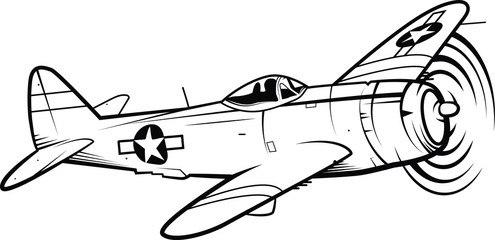 World War II Fighter Aircraft Vector Illustration