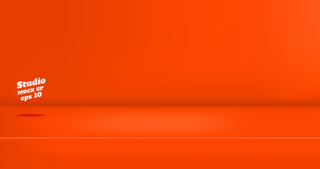 Aufkleber - Vector,Empty vivid red orange color studio table room background ,product display with copy space for display of content design.Banner for advertise product on website.lush lava color trend