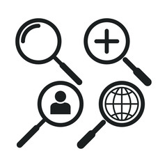 Poster - Magnifying glass or search icon vector sign isolated for graphic and web design. searching symbol template color editable on white background, Thin linear graphic Eps10.