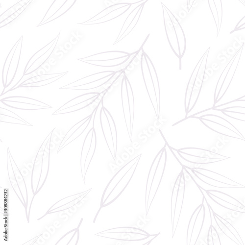 Fotomural Vector seamless pattern with silhouettes branches and leaves; floral background for fabric, wallpaper, wrapping paper, textile, package, web design