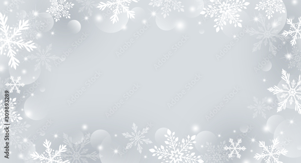 Christmas background design of snowflake and bokeh with light effect ...