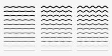 Wave, Wavy - Curved And Zig Zag Icon Set. Vector Illustration, Flat Design.