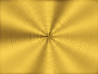 Poster - gold metal background with realistic circular brushed texture