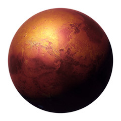 Wall Mural - planet mars isolated on white background