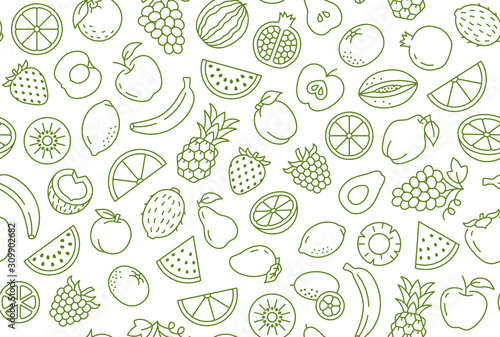 Fotografía Fruit and berry background, abstract food seamless pattern