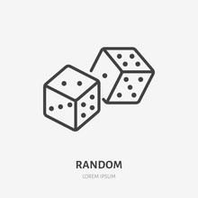 Dice Cubes Line Icon, Vector Pictogram Of Craps Game. Lucky Chance Illustration, Casino Gambling Sign
