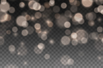 Wall Mural - bokeh lights effect isolated on transparent background. vector christmas glowing yellow and orange o