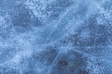The Macro Or Closeup Shot Of Ice Texture Or Background On The Puddle Or Pool In The Frost Winter Weather