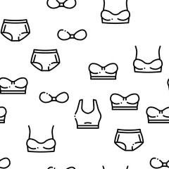 Poster - Lingerie Bras Panties Seamless Pattern Vector Thin Line. Illustrations