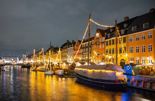 Nyhavn, Copenhagen In Christmas Illumination 1
