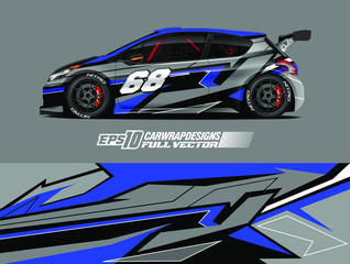 Car wrap design vector. Graphic abstract stripe racing background kit for wrap vehicle, race car, rally, adventure and livery. Full vector eps 10