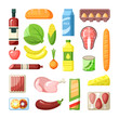 © alex_cardo - Common supermarket grocery products flat vector illustration set