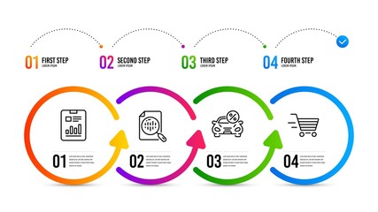 Wall Mural - delivery shopping sign. infographics timeline. analytics chart, car leasing and report document line