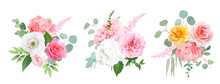Pink, Coral And Yellow Rose, White Hydrangea, Carnation, Papaver